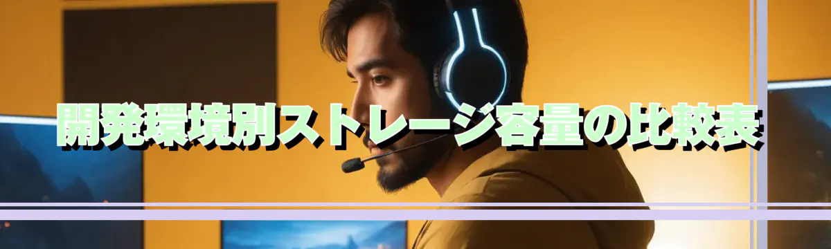 開発環境別ストレージ容量の比較表